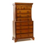 A George III style mahogany apprentice chest on chest,
