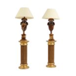 A pair of onyx table lamps