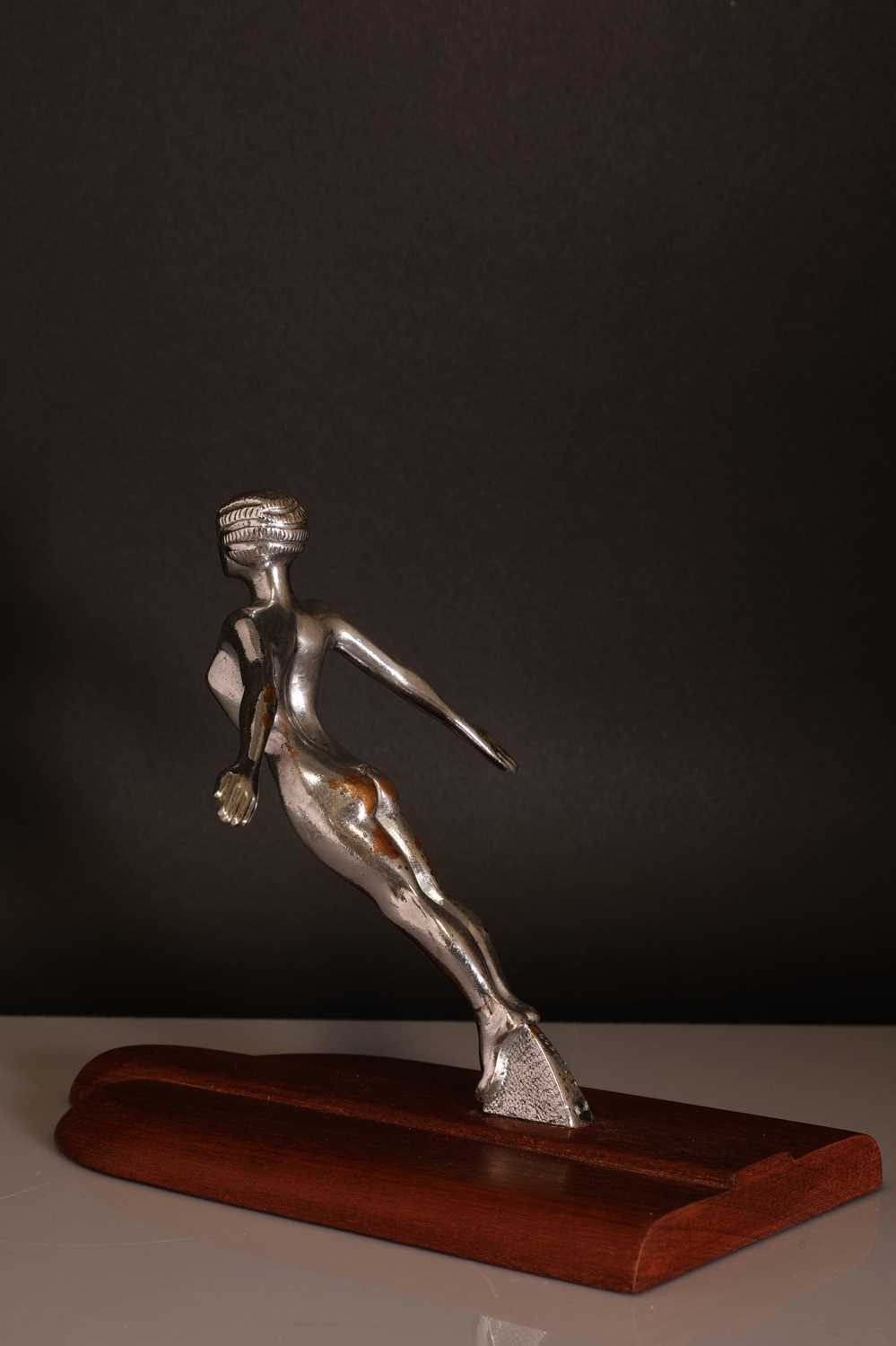 An Art Deco 'Desmo' cast and chrome car mascot, - Image 2 of 4