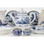 A collection of blue and white glazed pottery and porcelain,