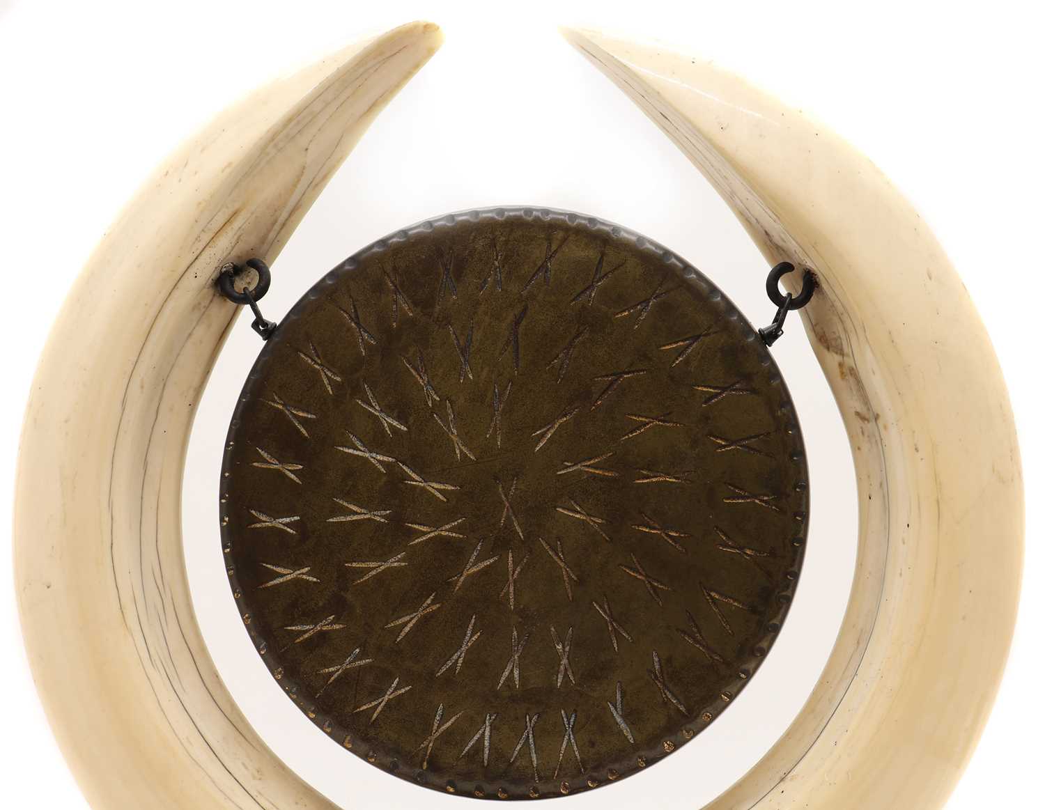 A Rowland Ward hippopotamus teeth dinner gong, - Image 2 of 5