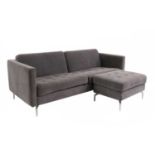 A BoConcept grey upholstered sofa and footstool,