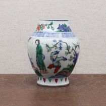 A Chinese wucai jar,