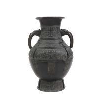 A large Japanese bronze vase,