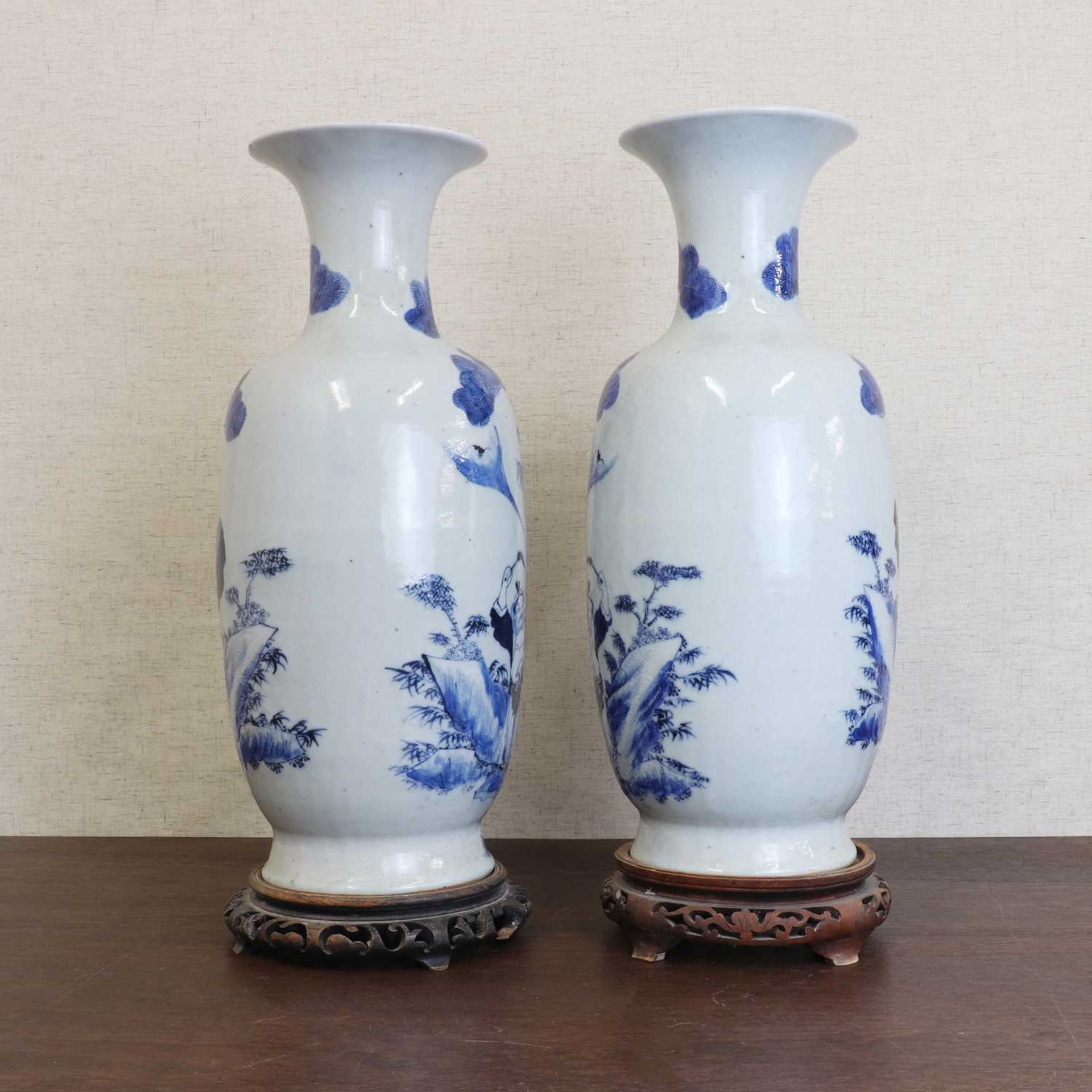 A large pair of Chinese blue and white vases, - Image 9 of 9