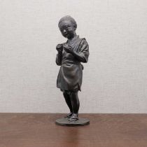 A Japanese bronze okimono,