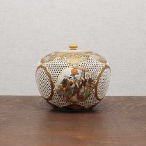 A Japanese Satsuma ware box and cover,