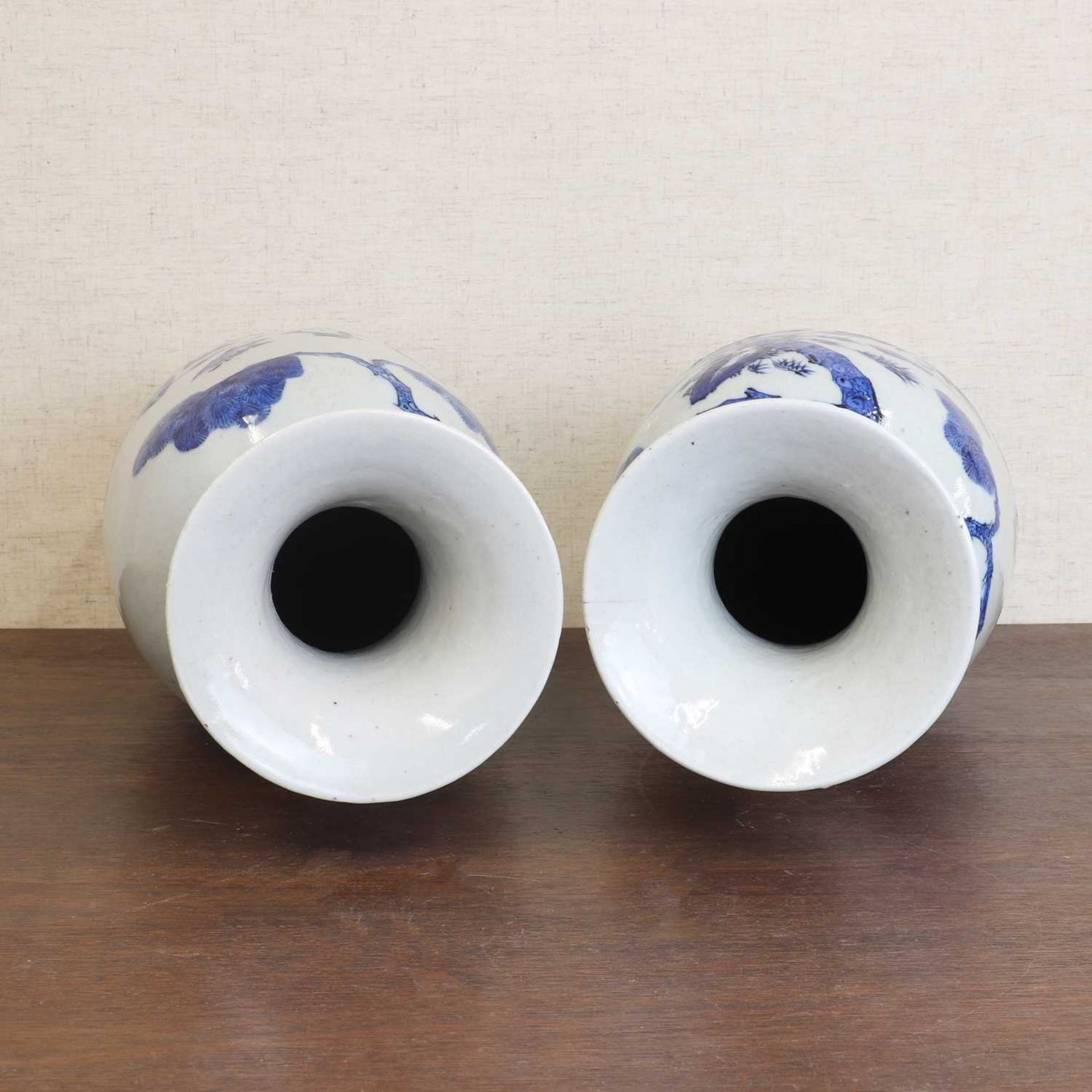 A large pair of Chinese blue and white vases, - Image 7 of 9
