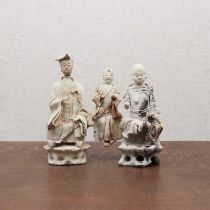 Three Chinese Hutian ware Daoist figures,