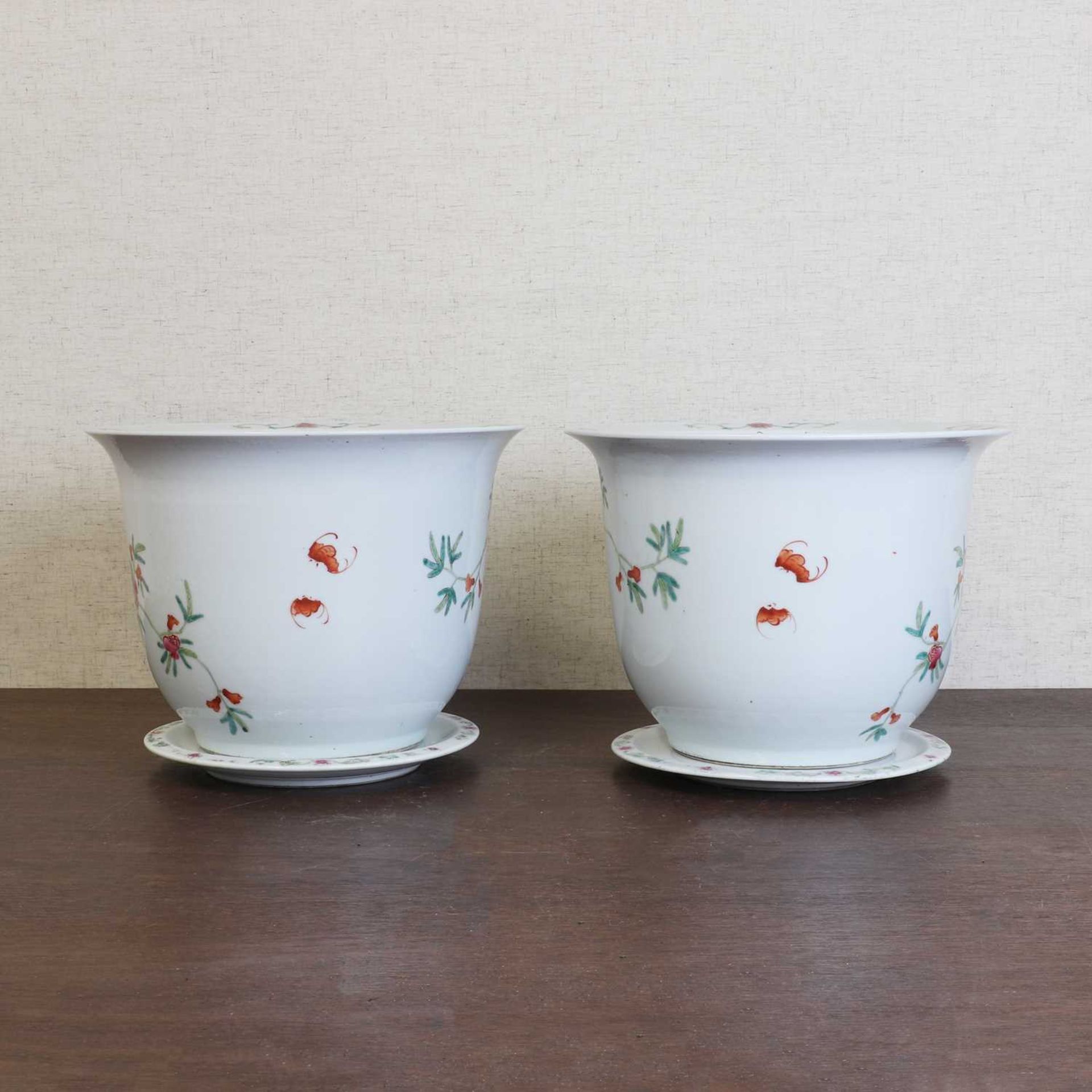 A pair of Chinese famille rose jardinières with stands, - Image 4 of 7