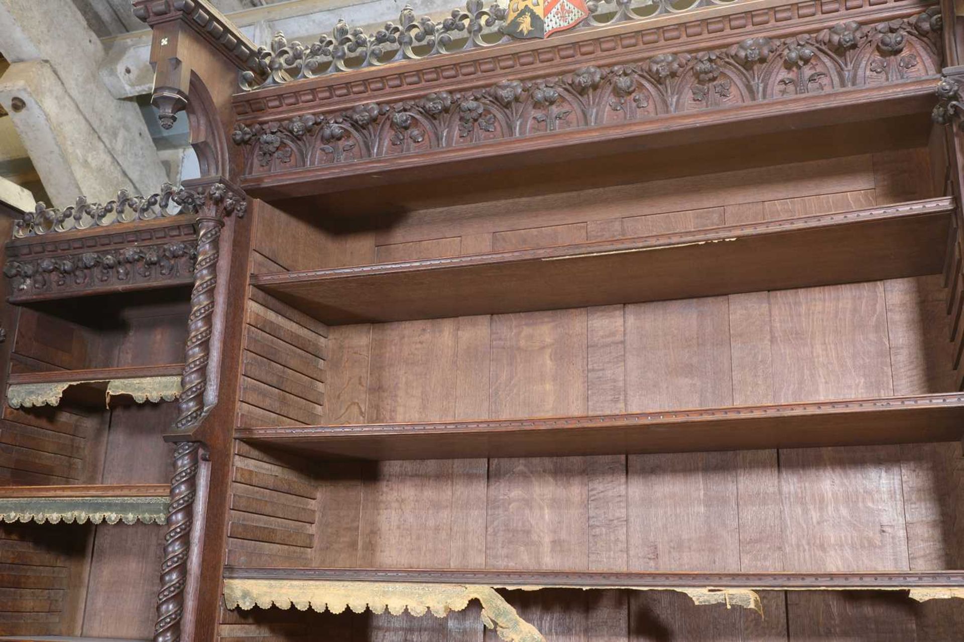A French Gothic oak open bookcase, - Image 9 of 23