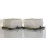 A pair of Art Deco frosted glass wall lights
