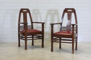 A pair of Jugendstil walnut armchairs,