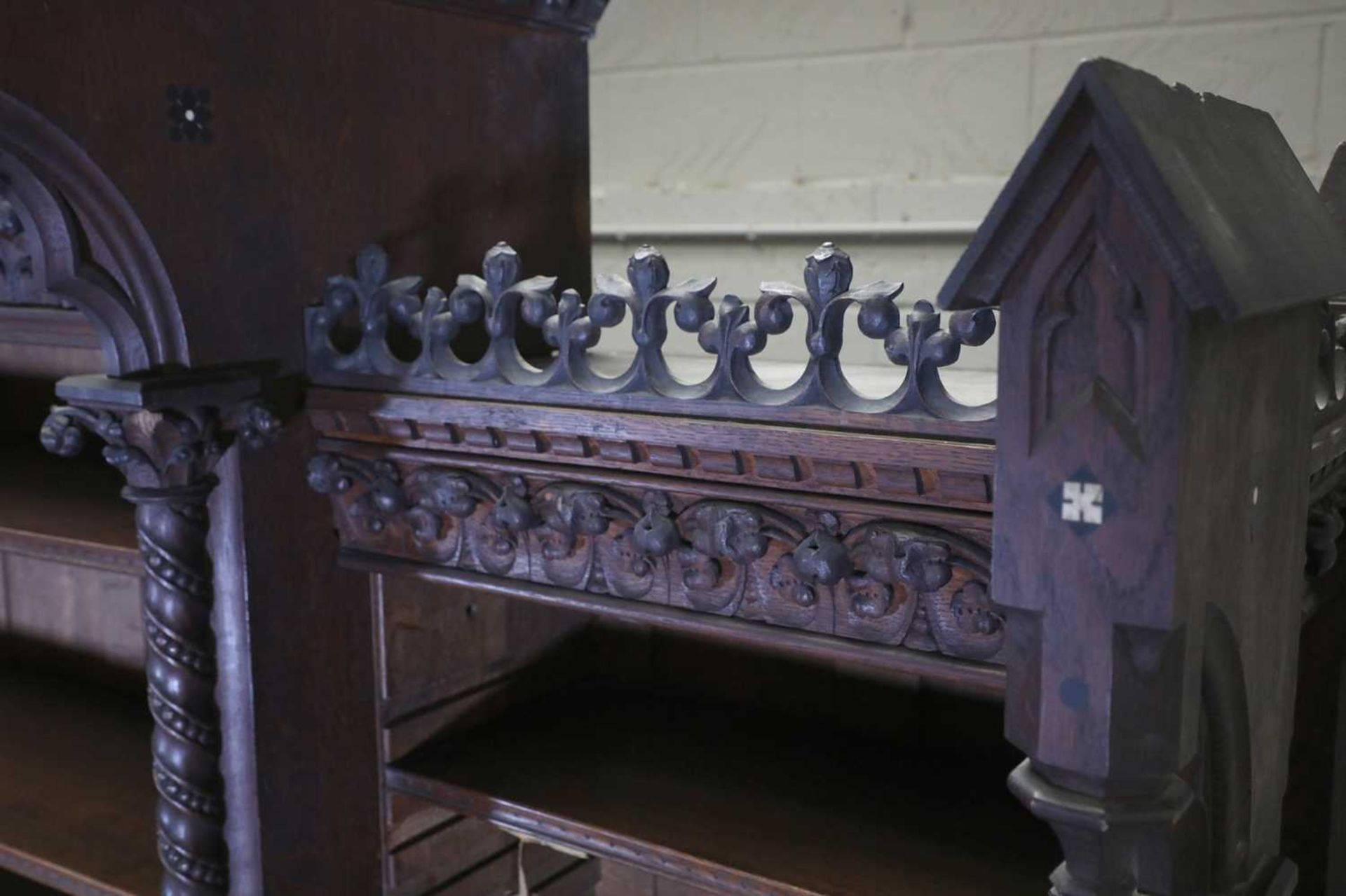 A French Gothic oak open bookcase, - Image 18 of 23