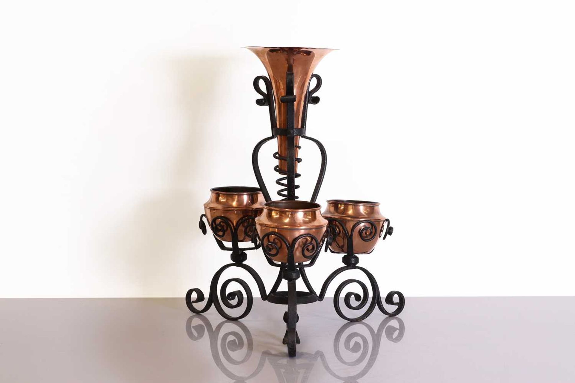 An Arts and Crafts copper and wrought-iron centrepiece, - Image 3 of 3