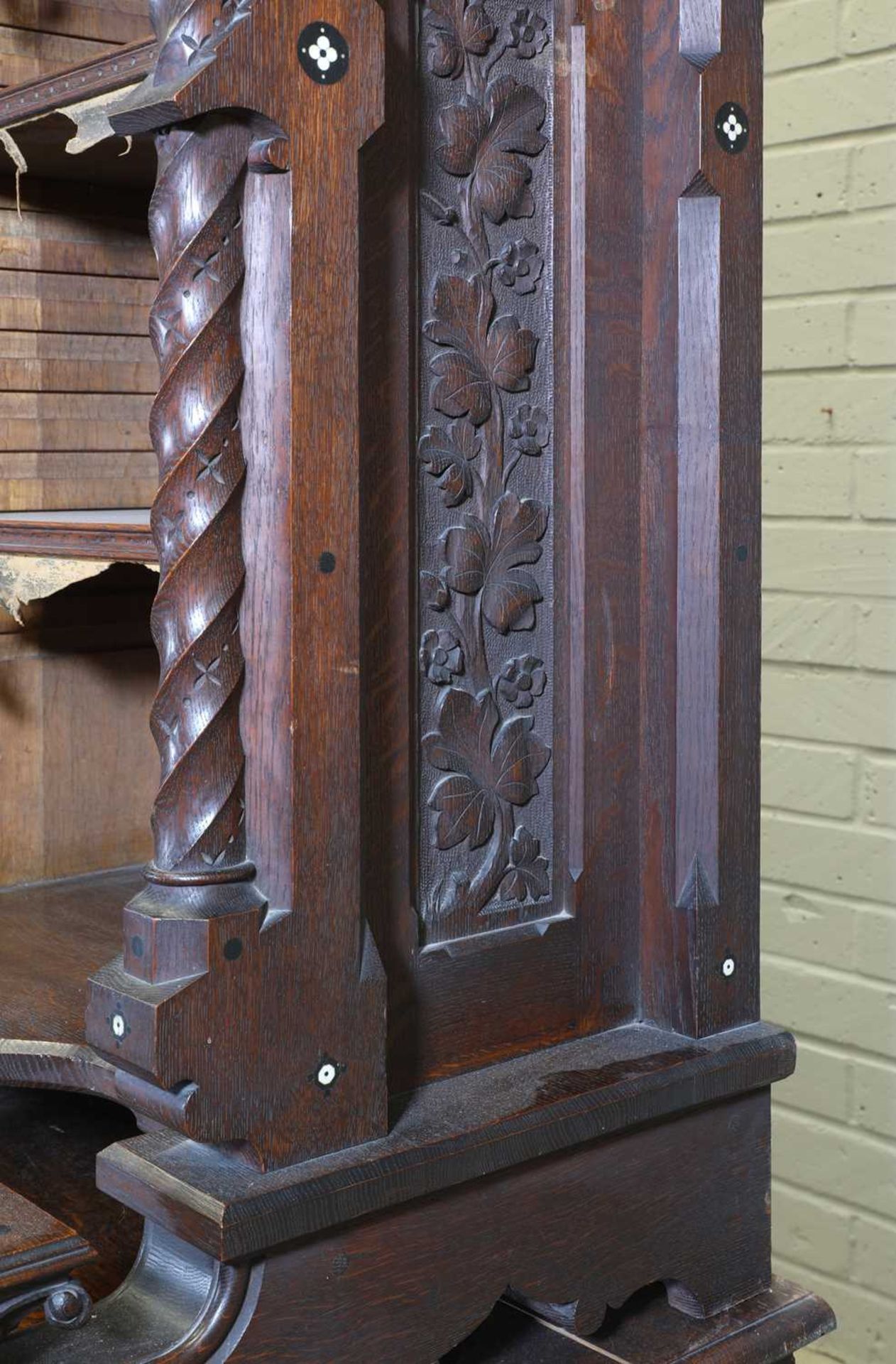 A French Gothic oak open bookcase, - Image 4 of 23