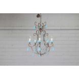 A Murano glass five-branch chandelier,