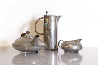 A Liberty & Co. Tudric pewter part tea service,