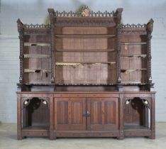 A French Gothic oak open bookcase,