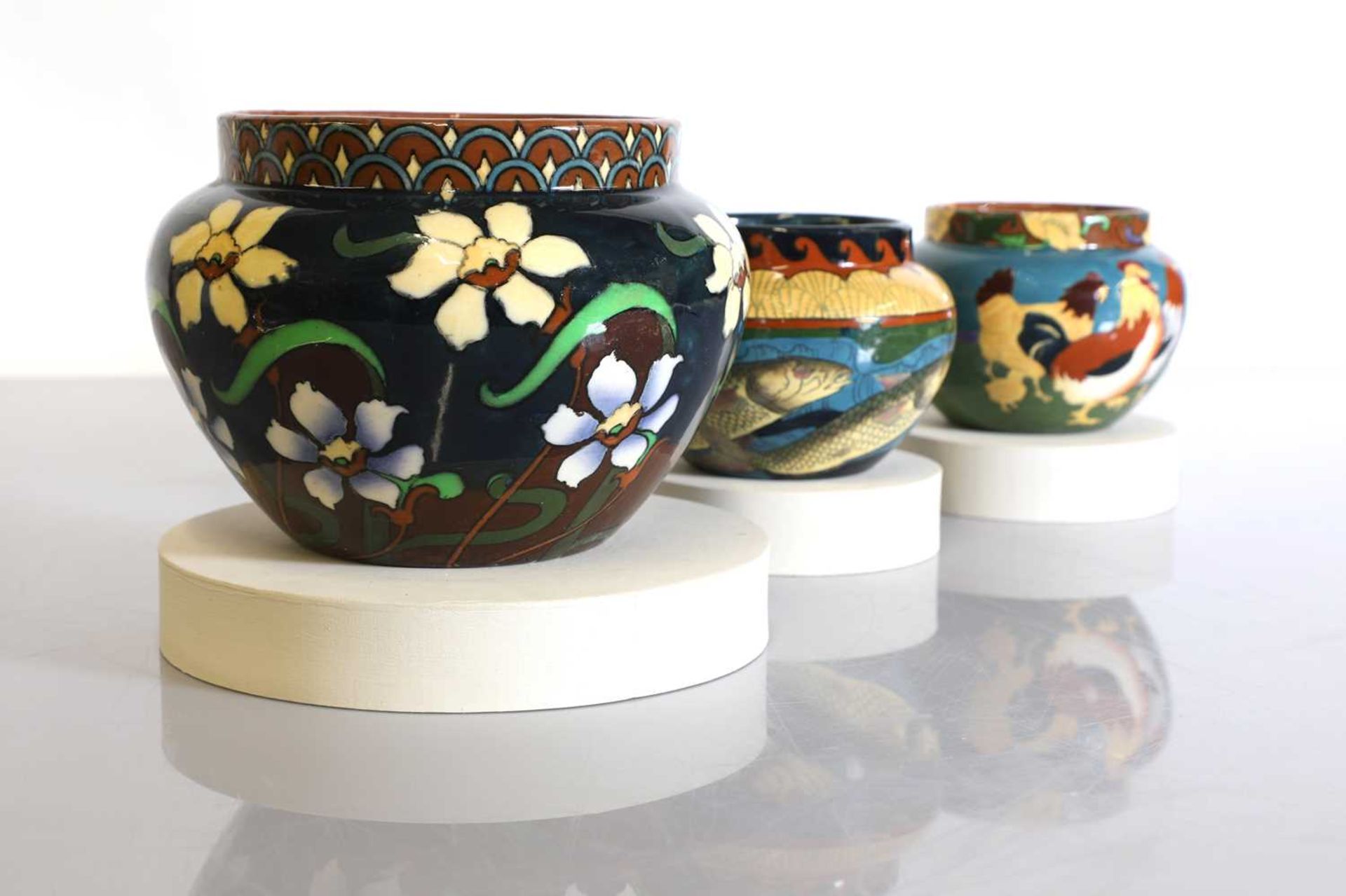 Three Foley 'Intarsio' pottery jardinières, - Image 3 of 4