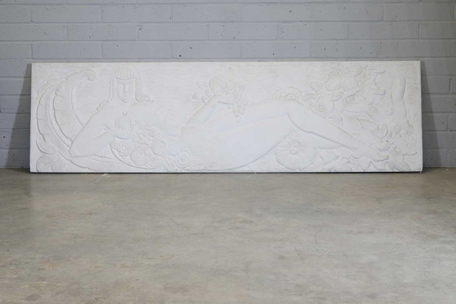 A French Art Deco-style plaster wall panel,