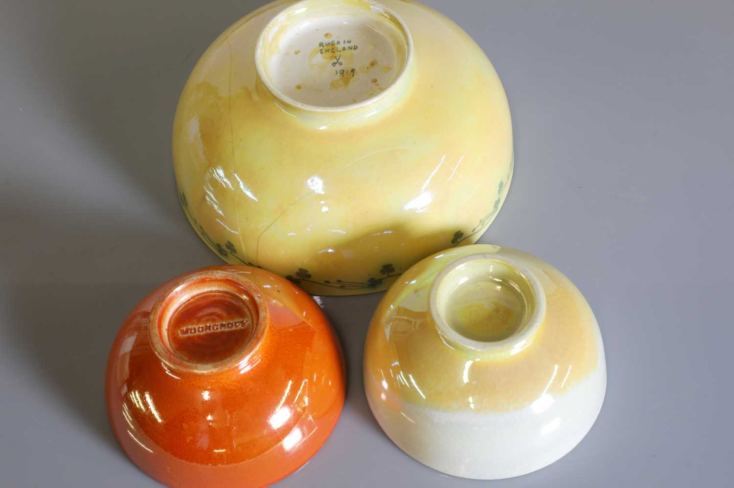 A collection of Ruskin and Moorcroft lustre bowls, a vase, and a pot and cover, - Image 3 of 16
