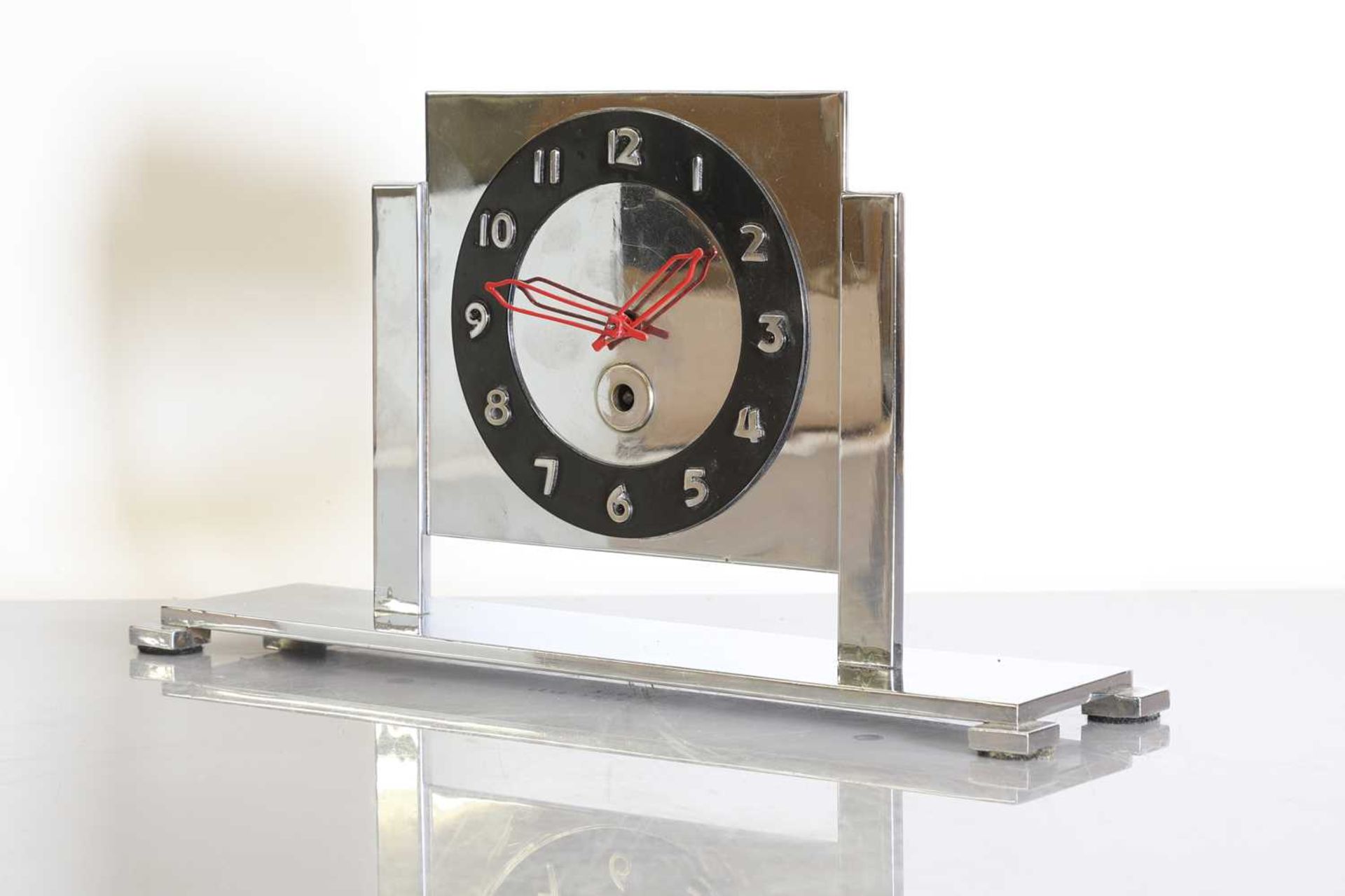 An Art Deco silvered-bronze mantel clock, - Image 2 of 3