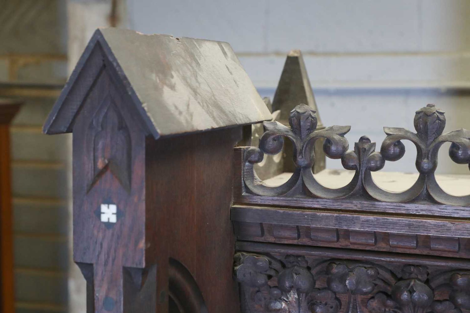 A French Gothic oak open bookcase, - Image 17 of 23