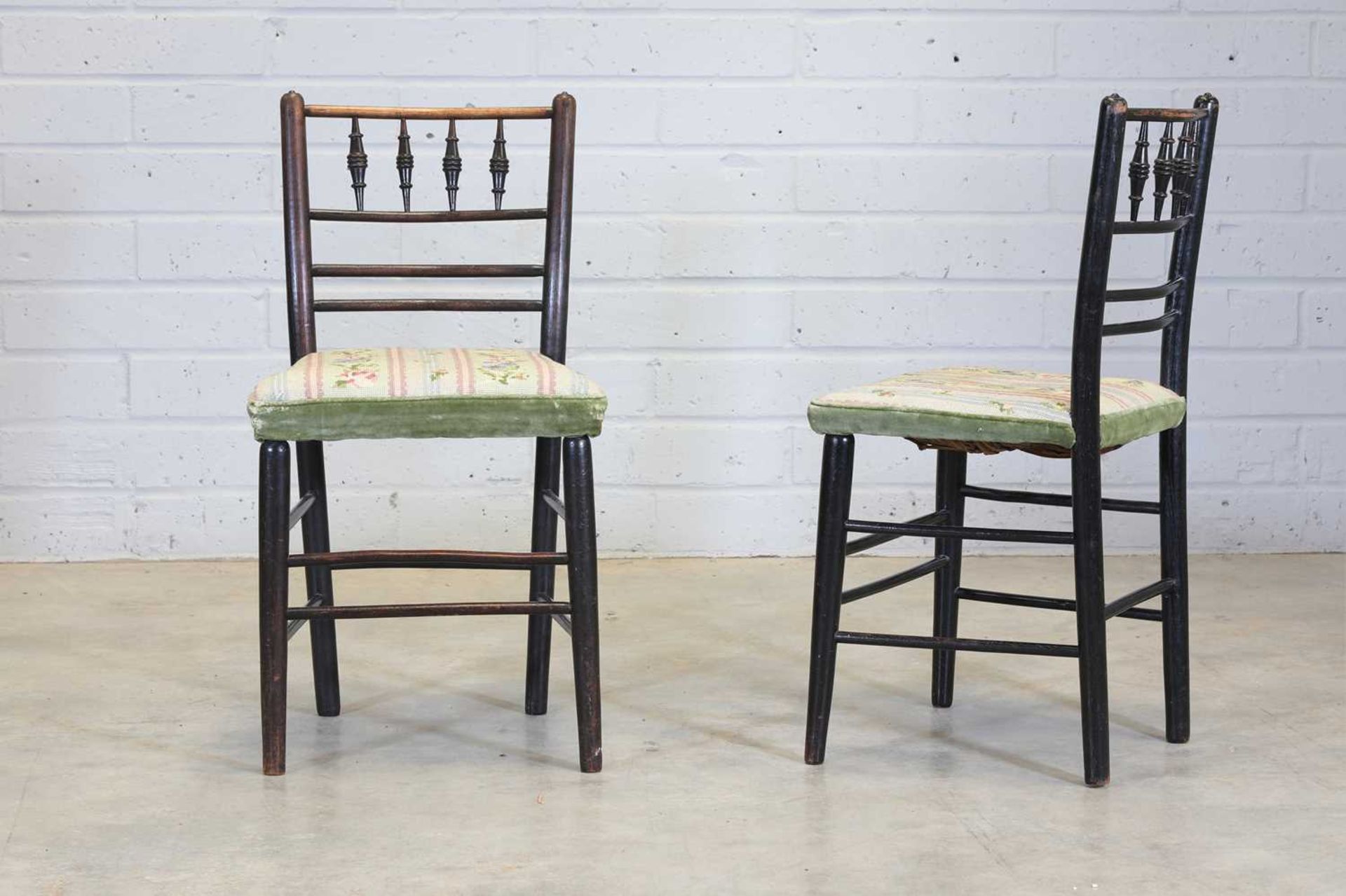 A pair of ebonised ash 'Sussex' chairs, - Image 3 of 8