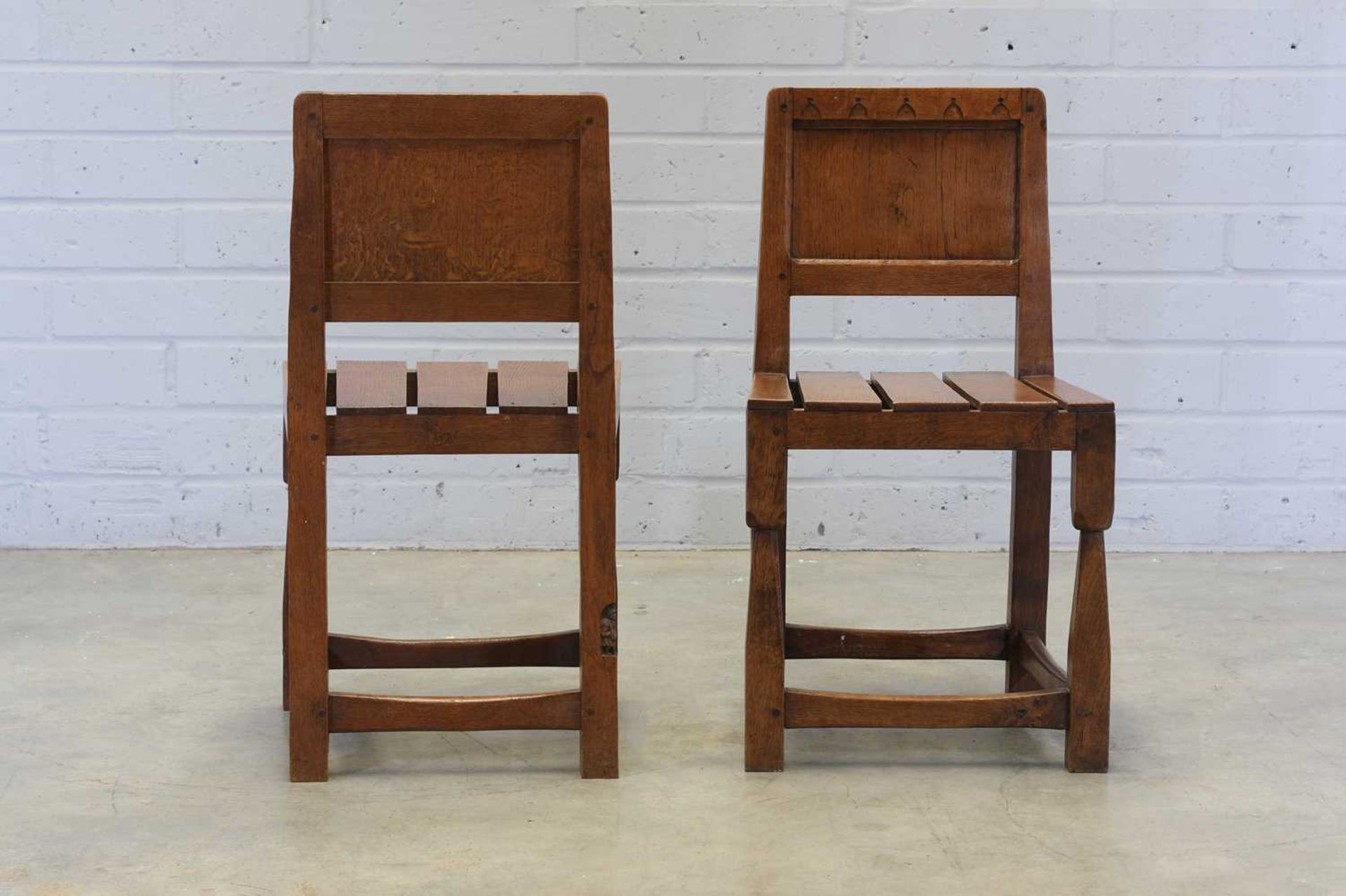 A pair of Thomas 'Gnomeman' Whittaker oak side chairs, - Image 2 of 9