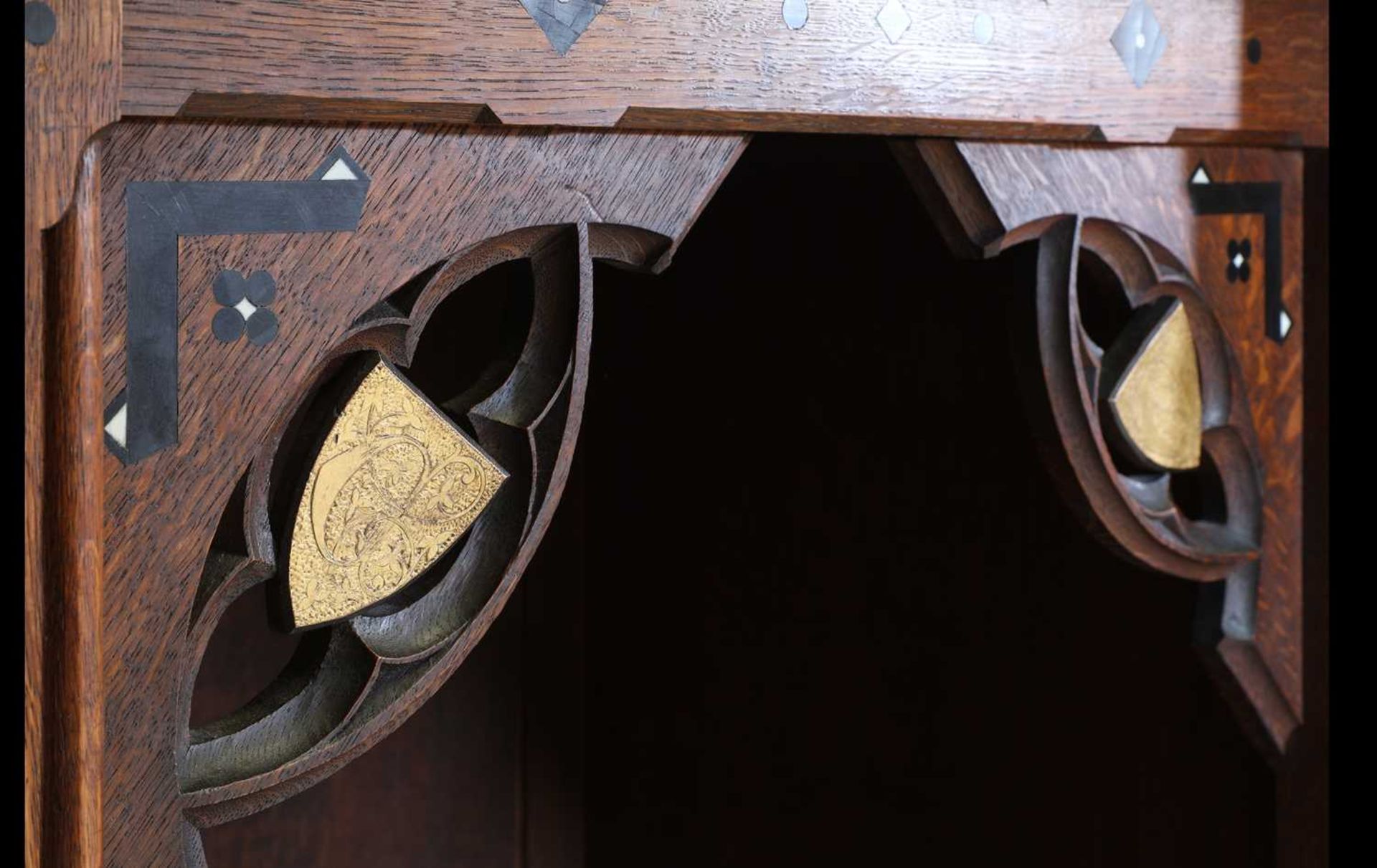 A French Gothic oak open bookcase, - Image 15 of 23