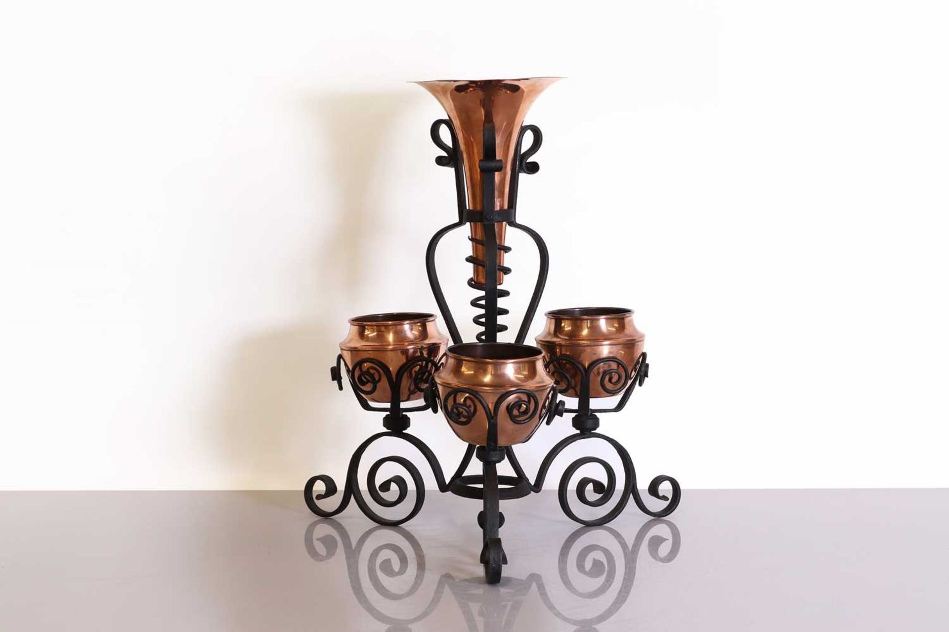 An Arts and Crafts copper and wrought-iron centrepiece, - Image 2 of 3