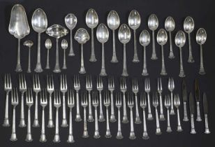 A part canteen of Danish Jugendstil sterling silver cutlery,