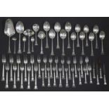 A part canteen of Danish Jugendstil sterling silver cutlery,