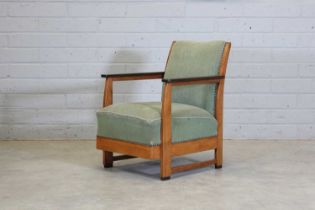 An Art Deco oak and coromandel lounge armchair,