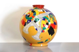 A rare Longwy Art-Deco-style 'Paris' globular vase,