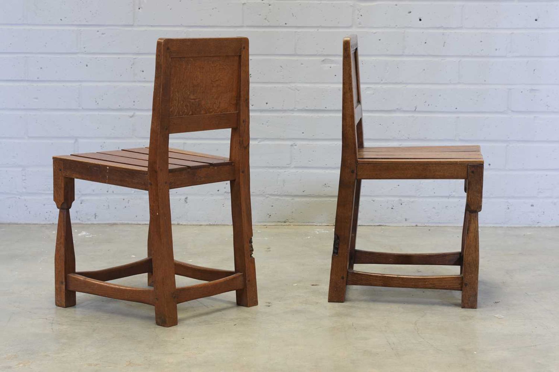 A pair of Thomas 'Gnomeman' Whittaker oak side chairs, - Image 3 of 9