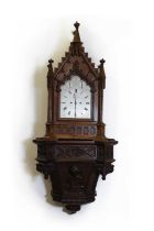 A Gothic oak bracket clock,