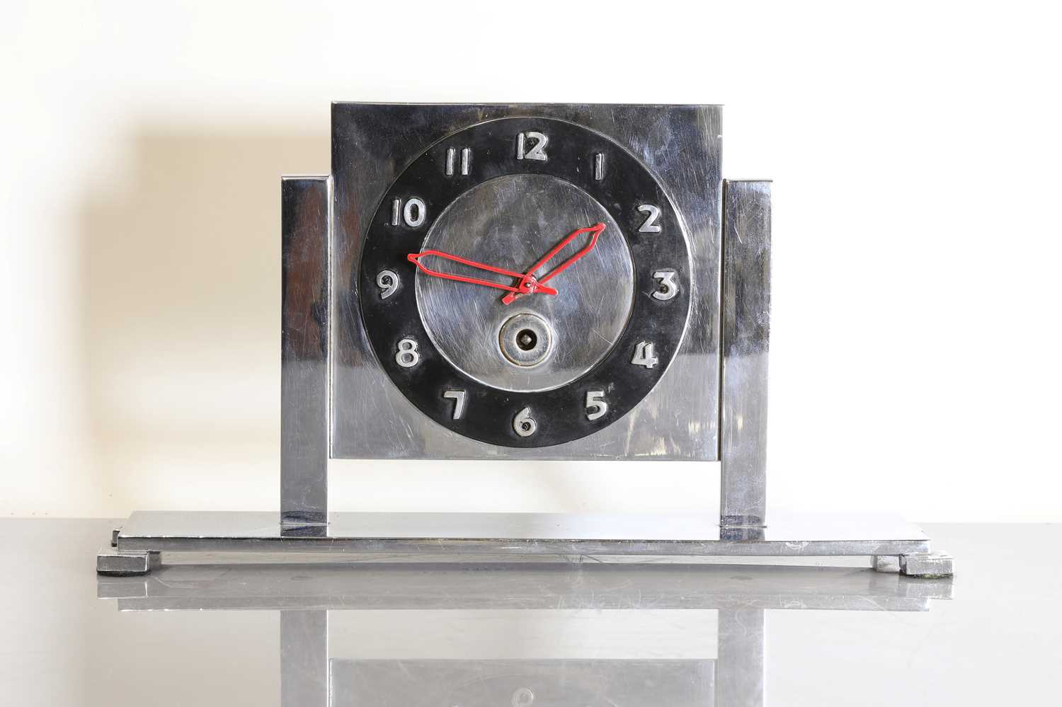 An Art Deco silvered-bronze mantel clock,