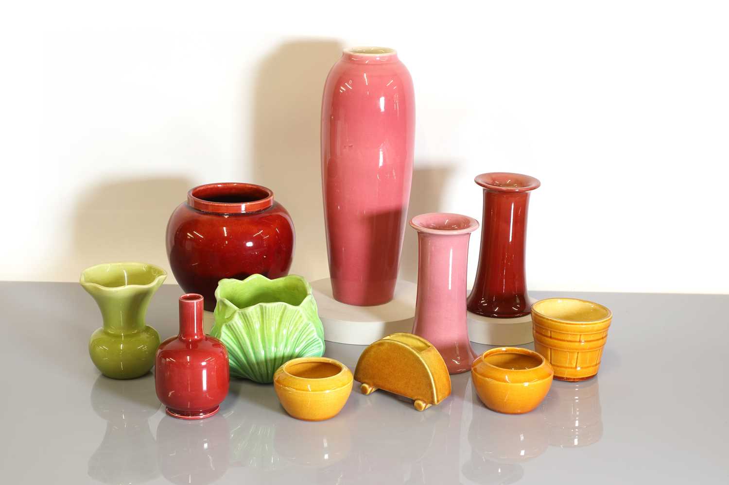 A collection of Burmantofts, Ault, Bretby and Wardle pottery vases, - Image 2 of 3