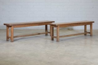 A pair of Arts and Crafts oak benches