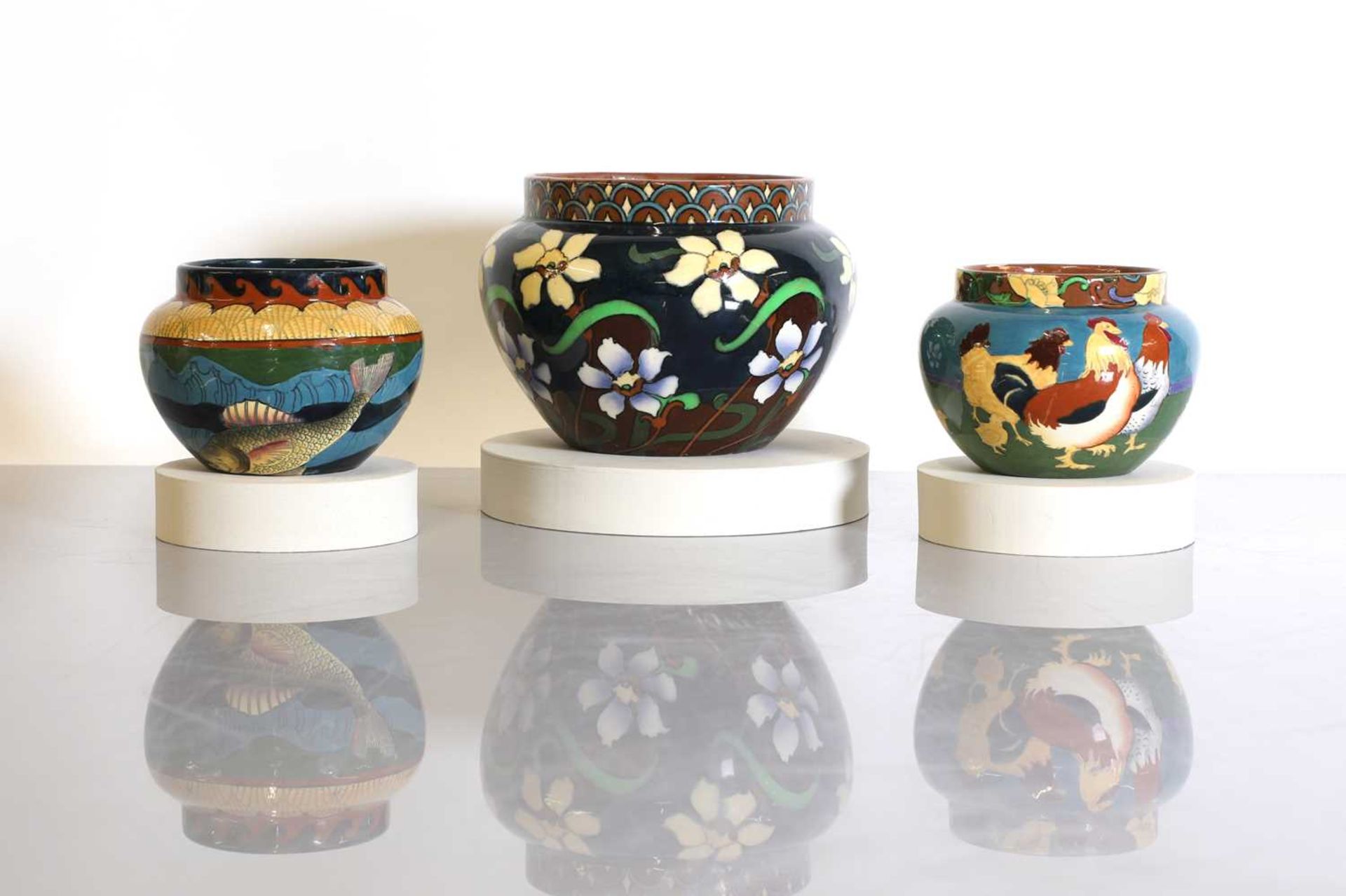 Three Foley 'Intarsio' pottery jardinières, - Image 2 of 4