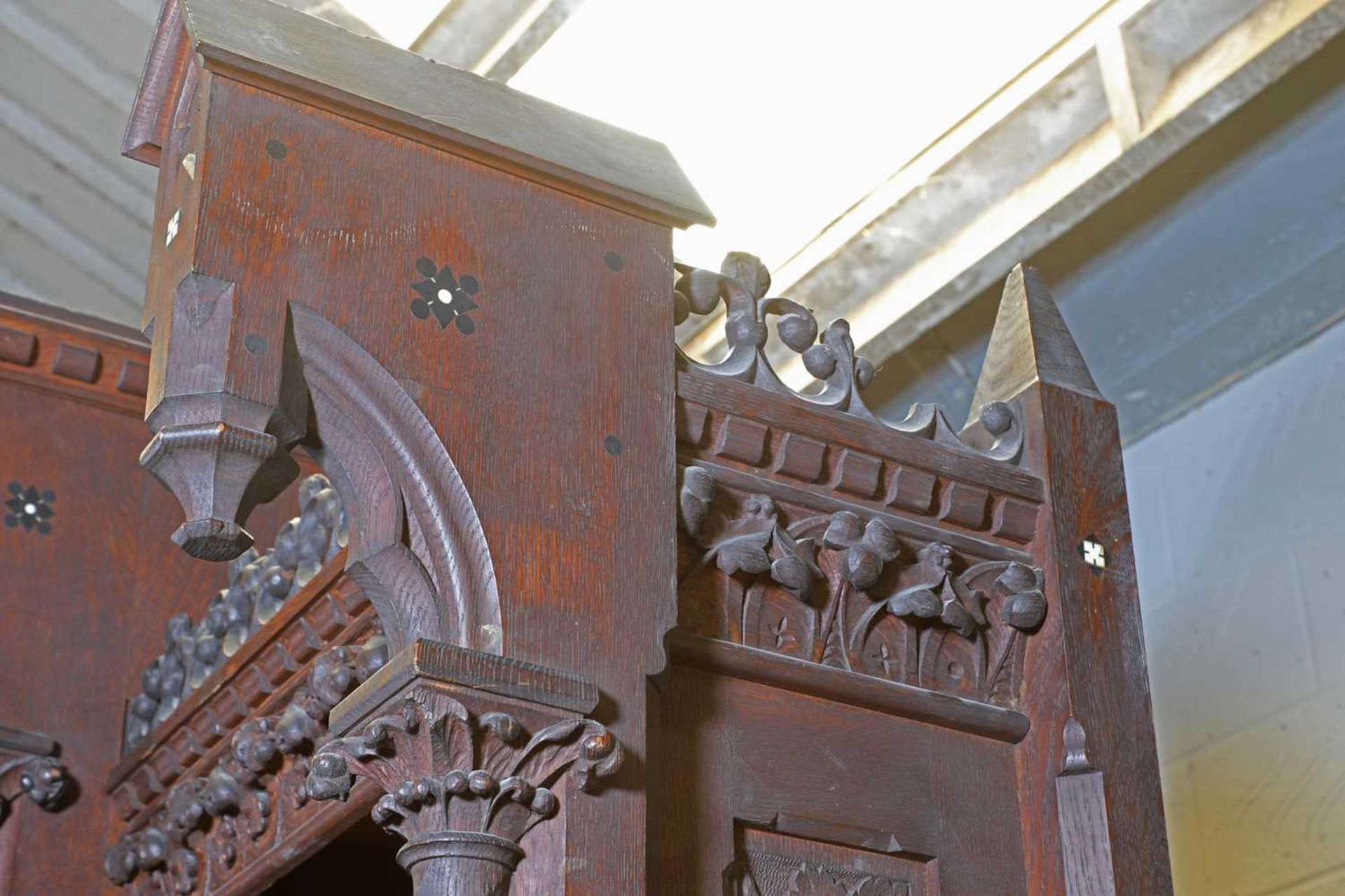 A French Gothic oak open bookcase, - Image 6 of 23