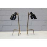 A pair of Italian brass and black-enamelled desk lamps,