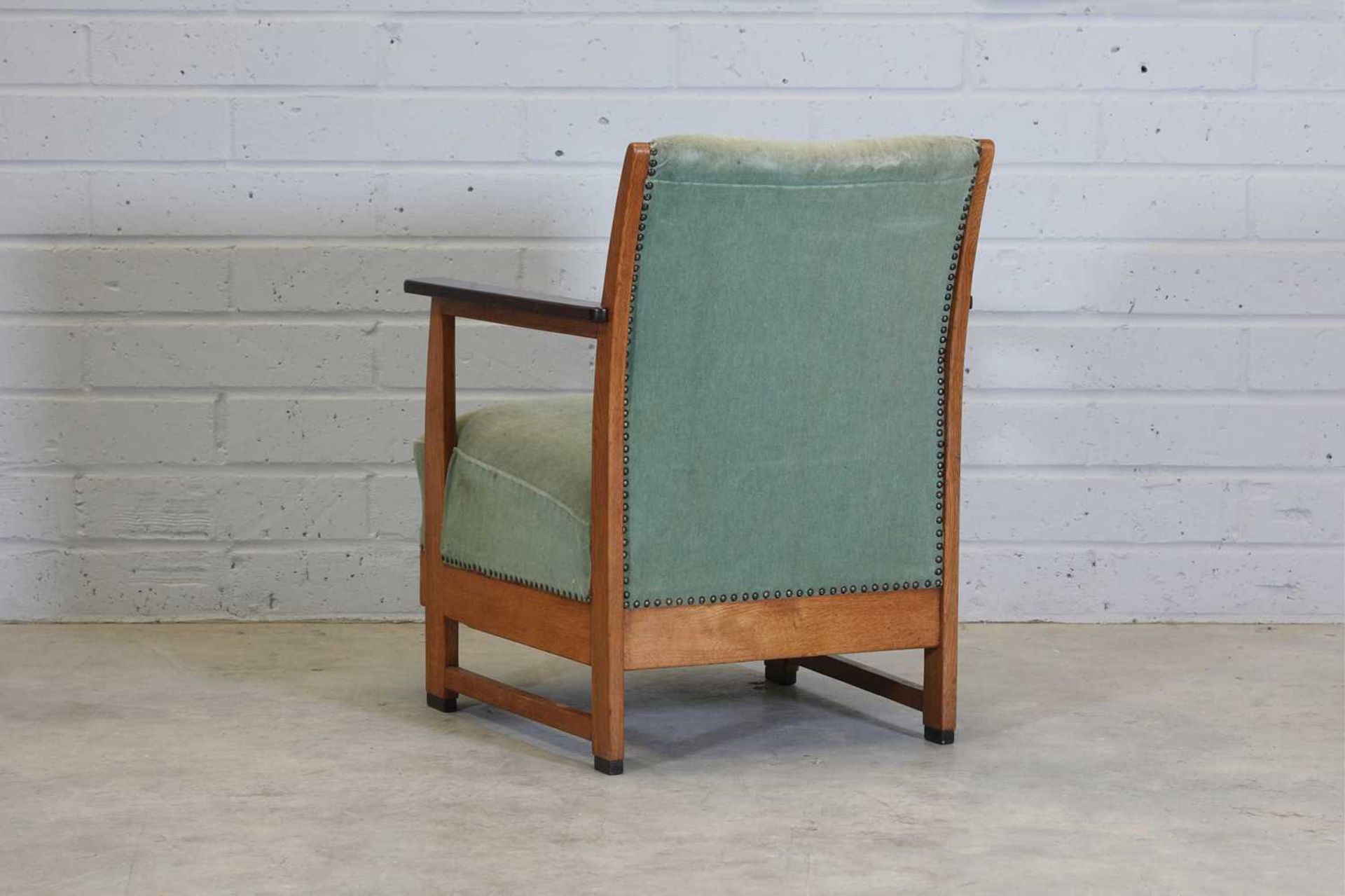 An Art Deco oak and coromandel lounge armchair, - Image 3 of 3