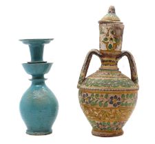 A Persian lidded vase and cover