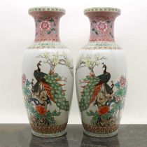 A pair of Chinese famille rose vases,