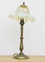 A straw opalescent glass table lamp,