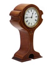 An Art Nouveau inlaid mahogany balloon mantel clock