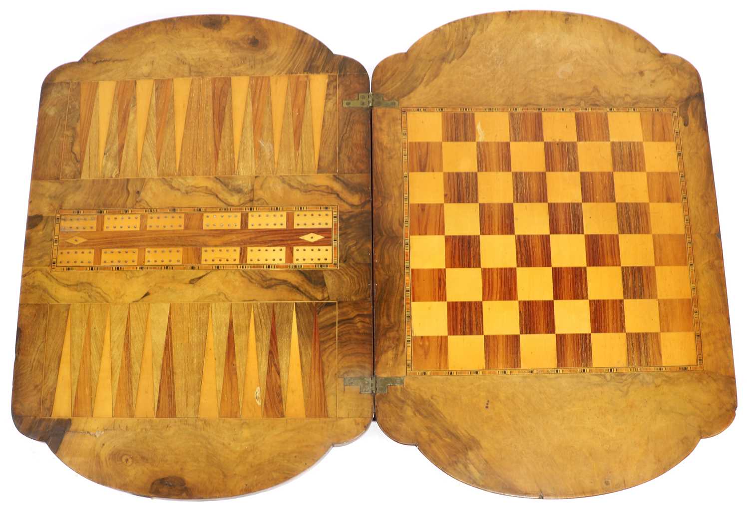 A Victorian walnut combination games and work table - Image 6 of 7